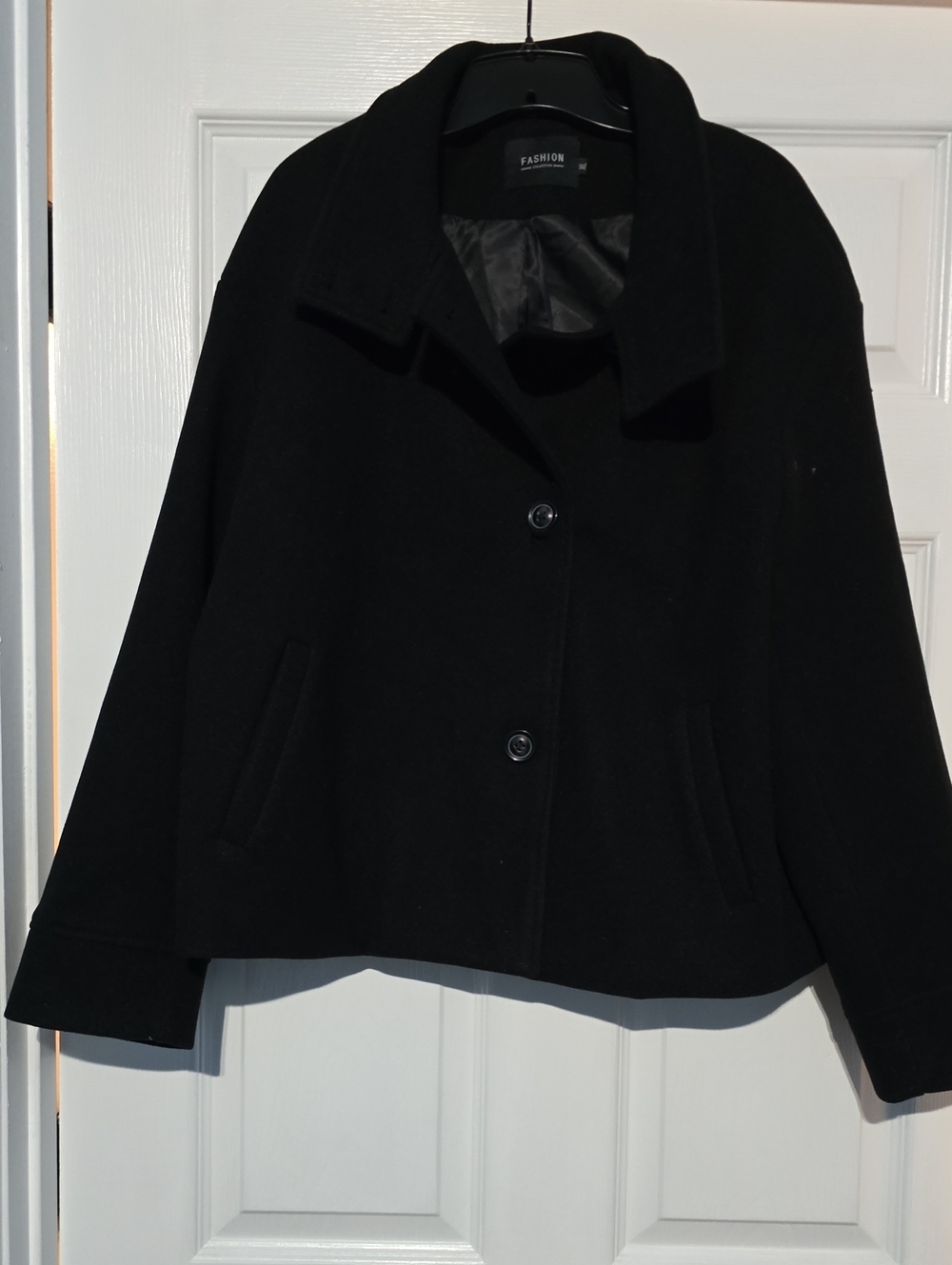 Black Wool Blend Women's Short Coat